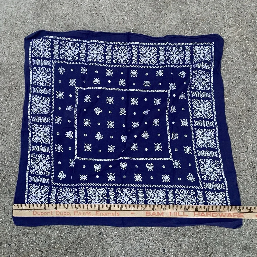 Vintage Fast Color Bandana Navy Blue Elephant Trunk Up Cotton 50s